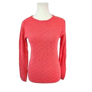 Vila Milano Coral Pink Diamond Knit Pullover Sweater Women's Small Soft Casual